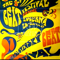 Plakát 1. čs. beatového festivalu od J. A. Pacáka, 1967