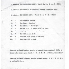 Unikátní výsledková listina chebského beat festivalu v roce 1969