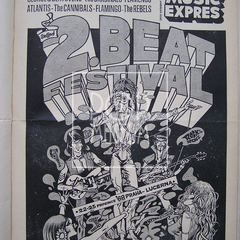 Titulní stránka časopisu Pop Music Expres s kresbou Káji Saudka, která byla vážným kandidátem na oficiální plakát 2. čs. beatového festivalu.