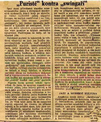 Potyčky mezi swingaři a dixie fundamentalisty přetékaly i do denního tisku.v denním tisku.